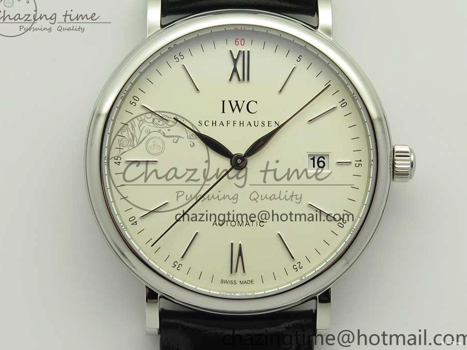 MIROTIME 1230 Portofino Automatic SS FKF 1:1 Best Edition White Dial SS Markers on Black Leather Strap A QuickDry 7138